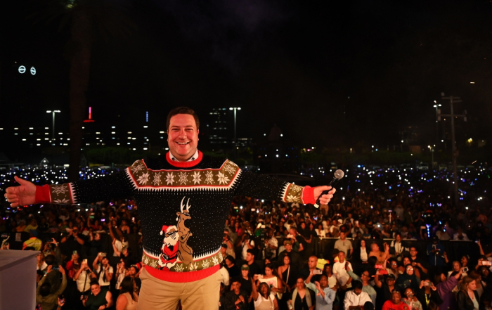 Winner of 'Wear the Hope' Challenge for Mayor's Festive Season Top